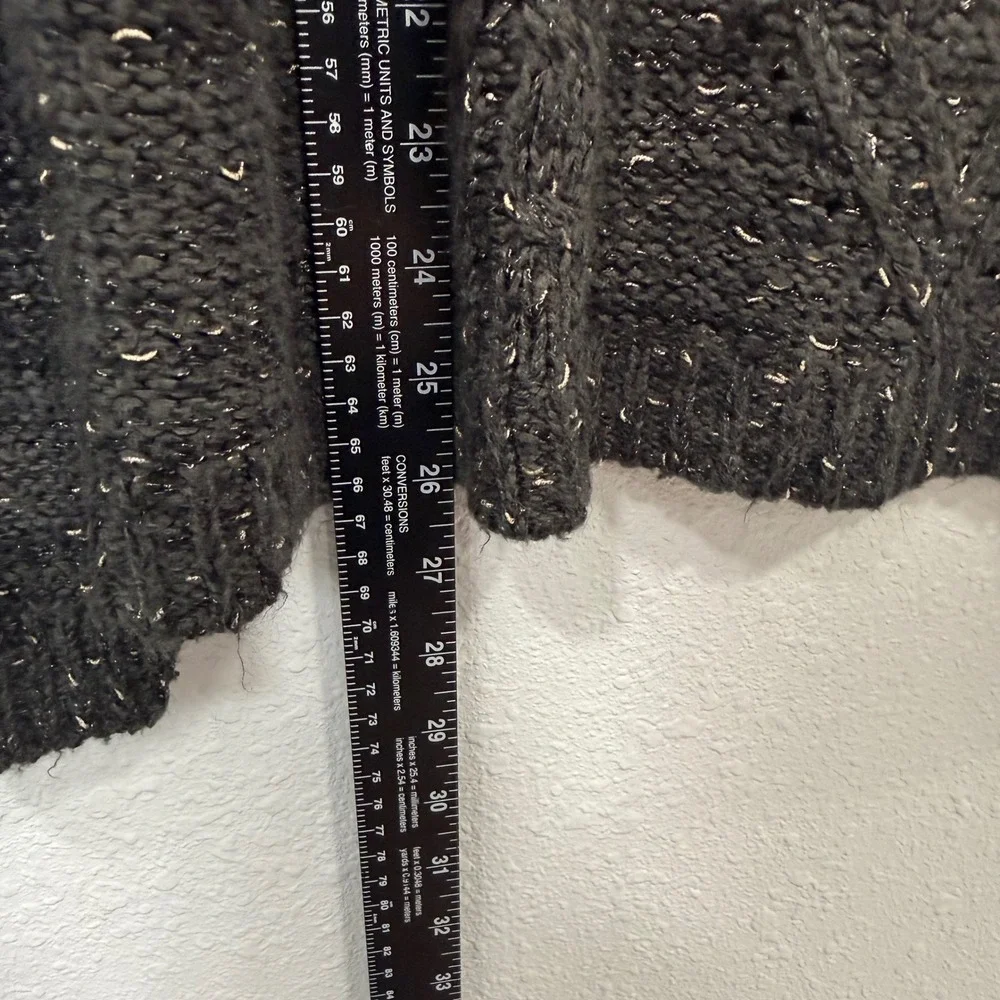 Maurices Womens Large Charcoal‎ Gray Metallic Cable Knit Sweater L Pullover